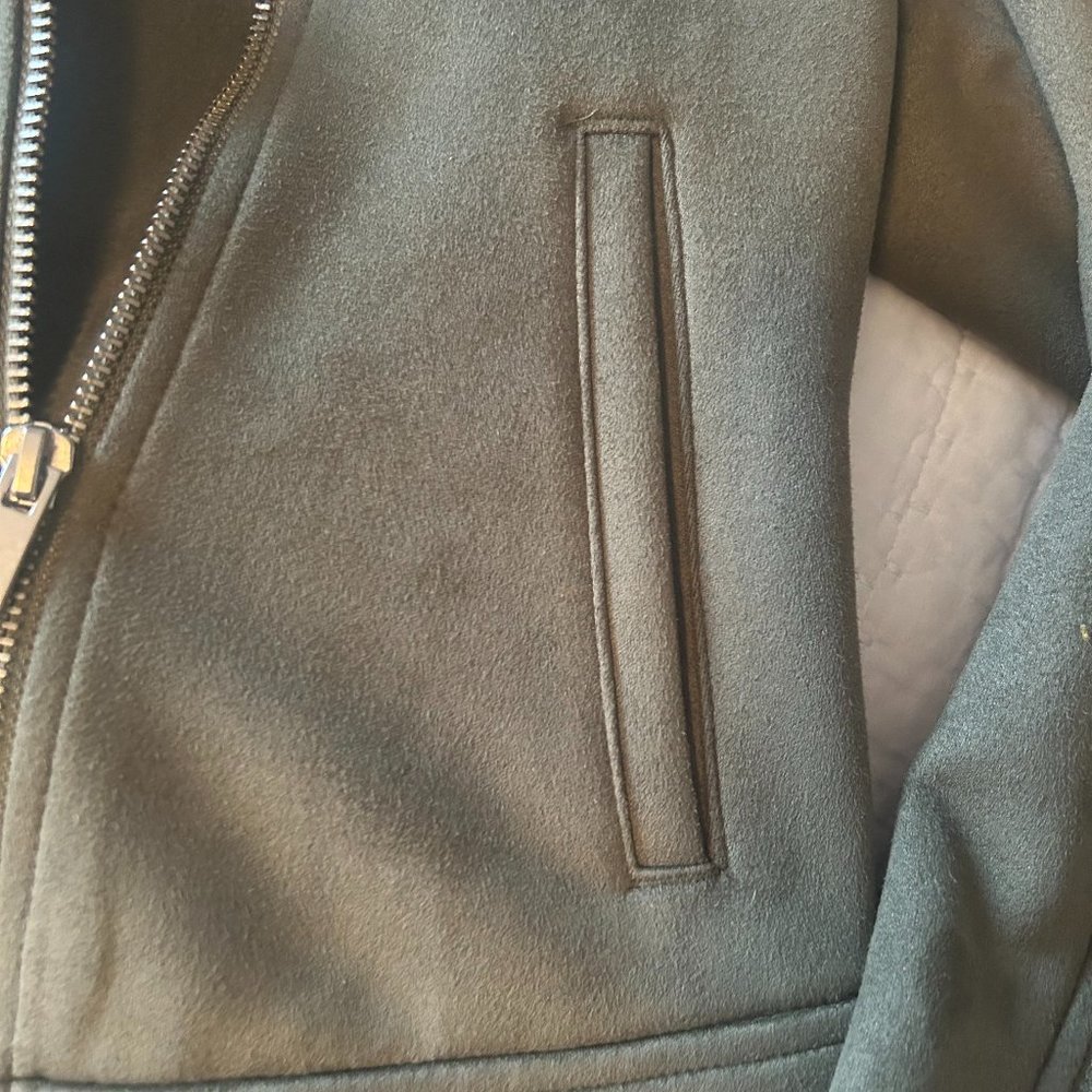Old Navy Olive Green Faux Suede Moto Jacket – Small Petite - Picture 4 of 12